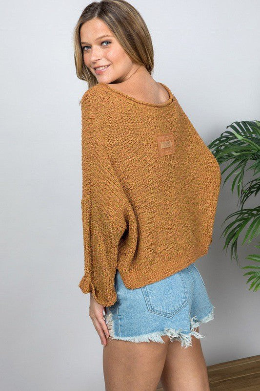 Sweater with Front Slit Patch