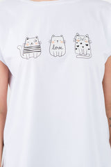 Three Cats Print T-Shirt