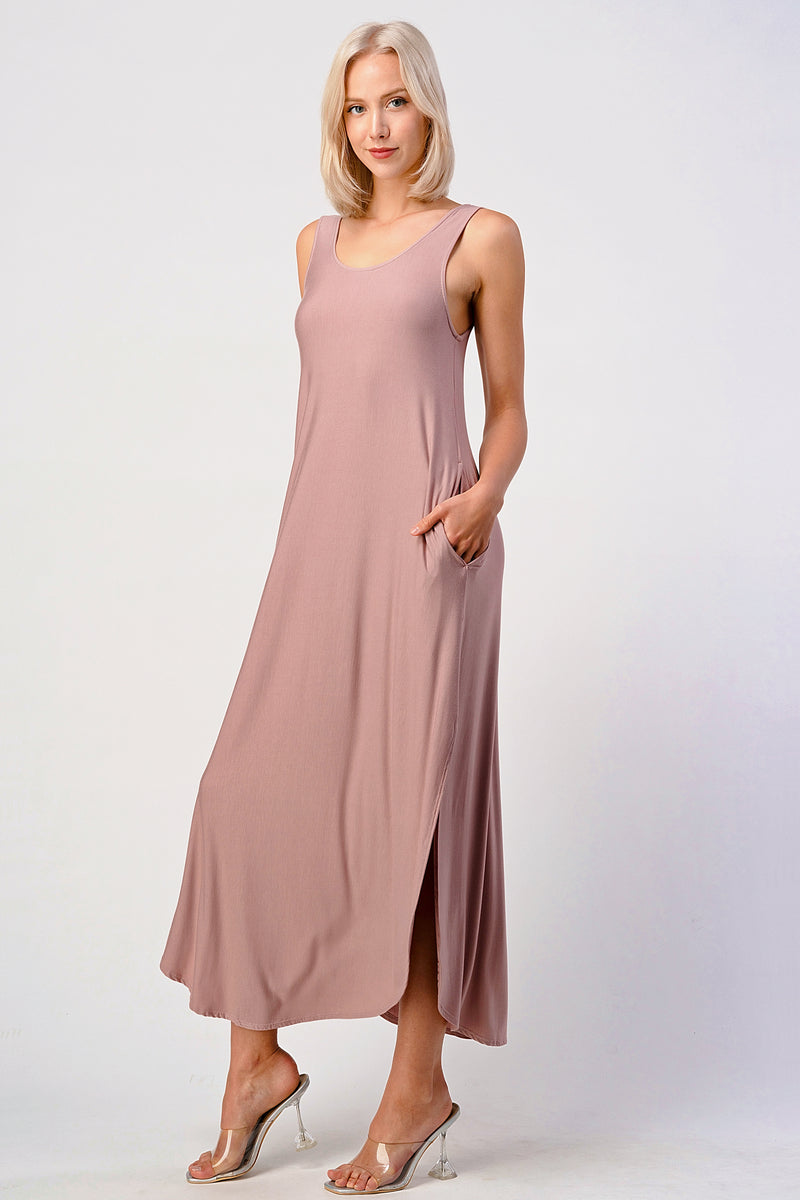 Mauve Jersey Tank Maxi Dress