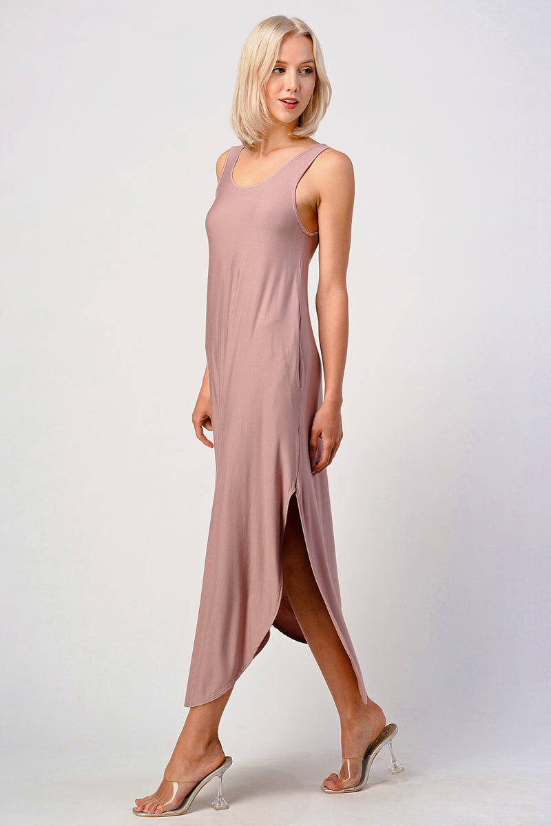 Mauve Jersey Tank Maxi Dress