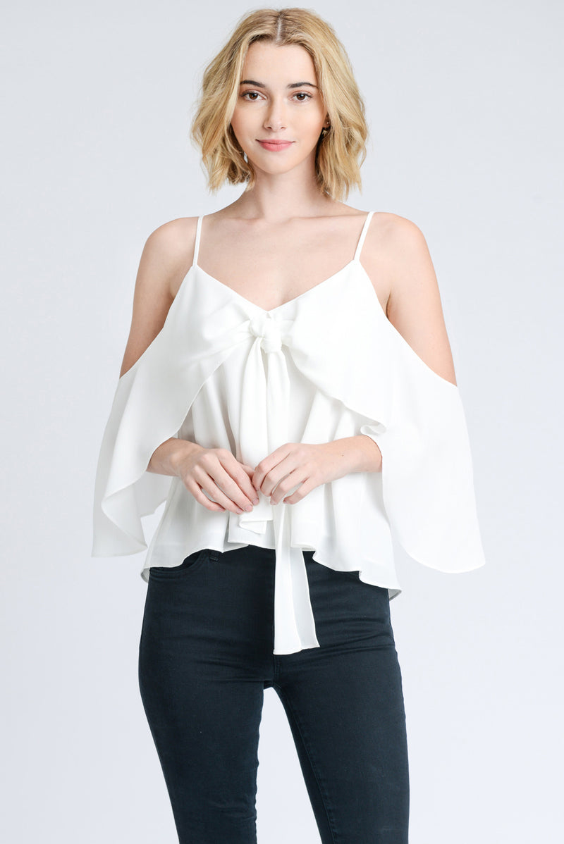 Front Tie Ruffle Off Shoulder Top