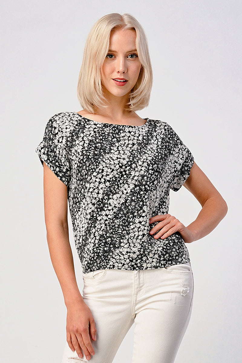 Ditsy Floral  Printed Top with Back Tie