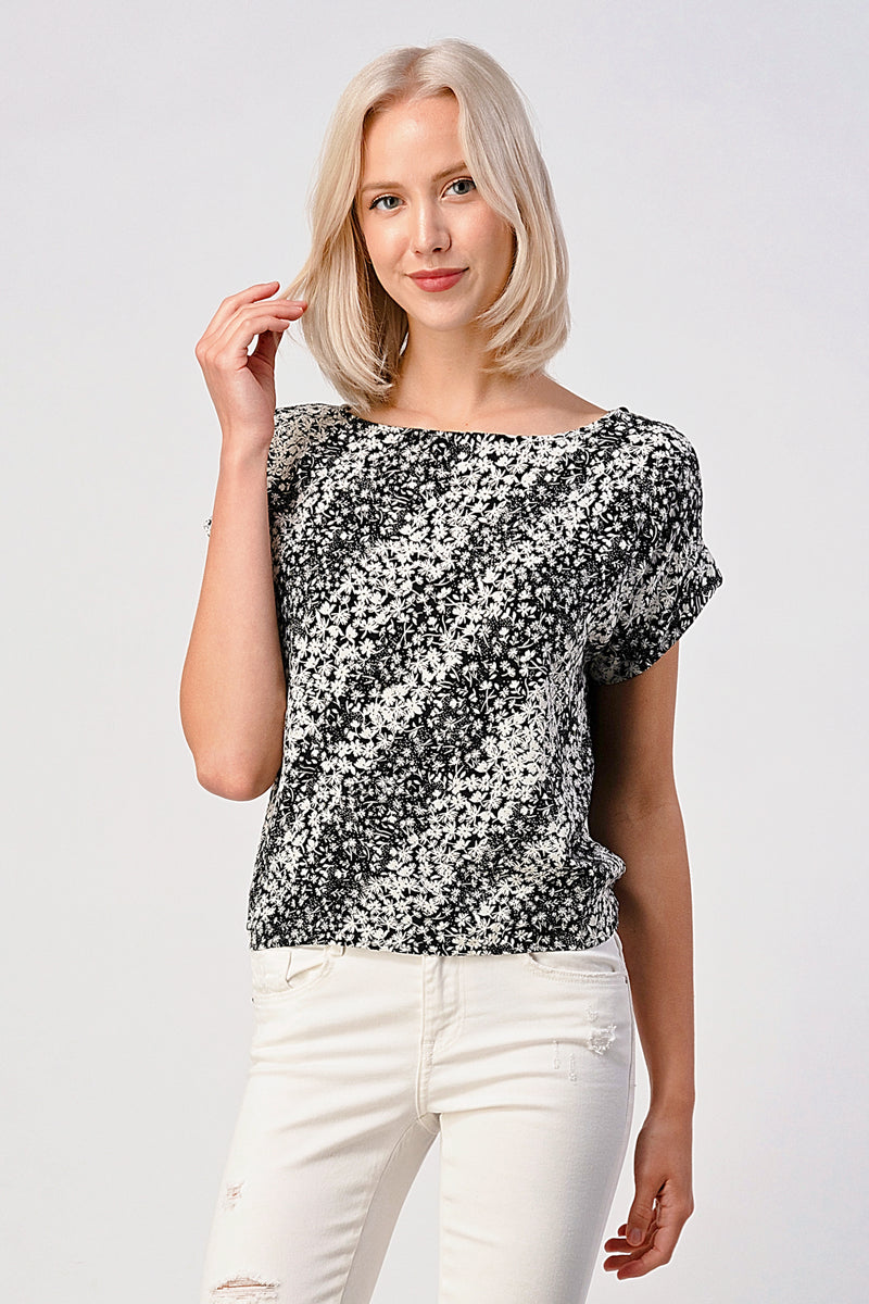 Ditsy Floral  Printed Top with Back Tie