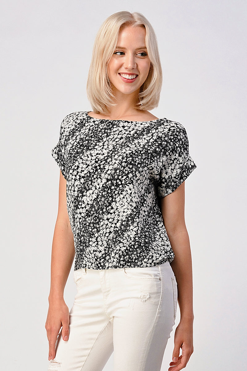 Ditsy Floral  Printed Top with Back Tie