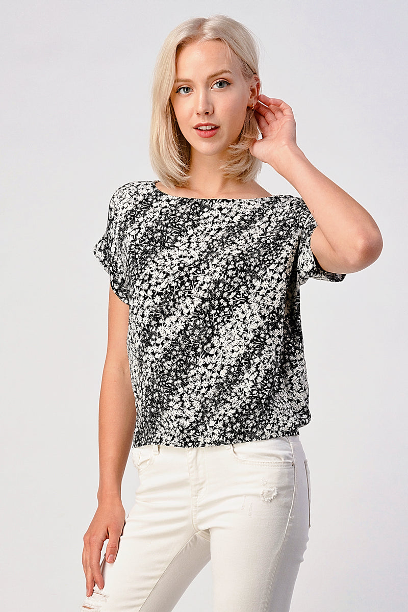 Ditsy Floral  Printed Top with Back Tie