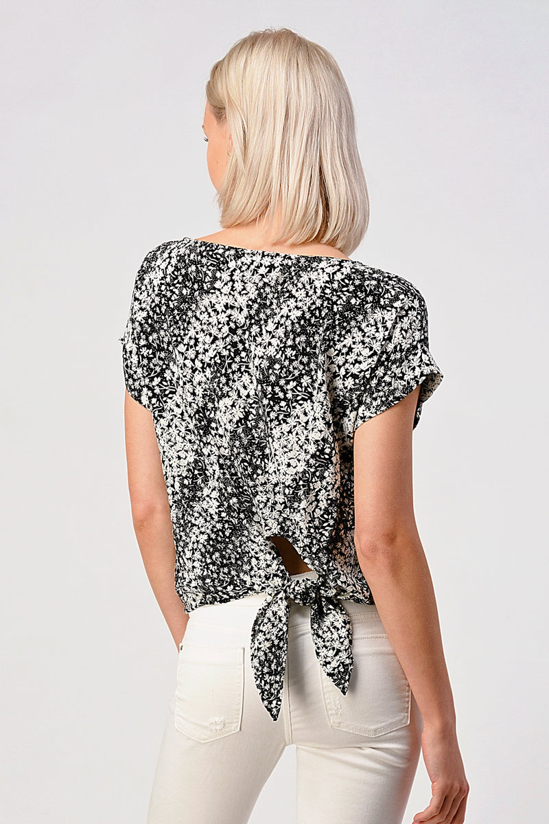 Ditsy Floral  Printed Top with Back Tie