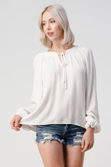 Linen Peasant Long Sleeve Blouse