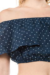 Dotted Ruffle Cropped Top